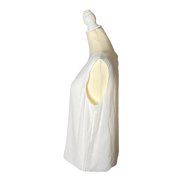 Calvin Klein Women’s Flowy Chiffon Feel Designer Sleeveless Top White Workwear M - Picture 3 of 8